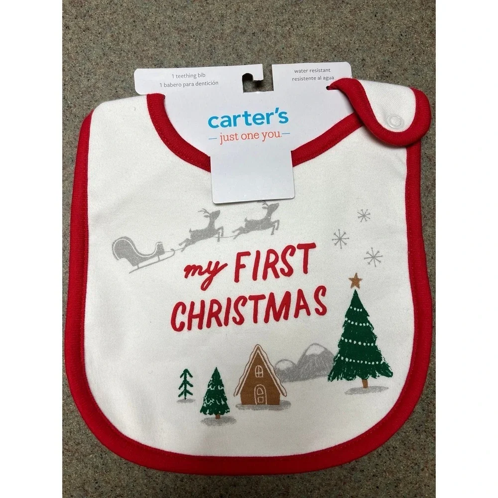 Carter's Christmas 9 month Onesie and Teething bib‎ NWT